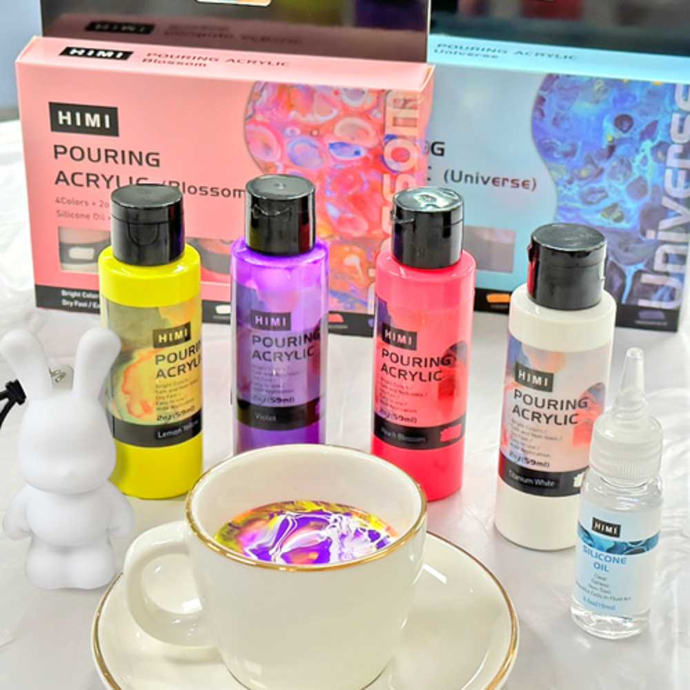 Краски акриловые для пуринга "HIMI", цвета сакуры, набор из 4 цветов, бутылки - 3