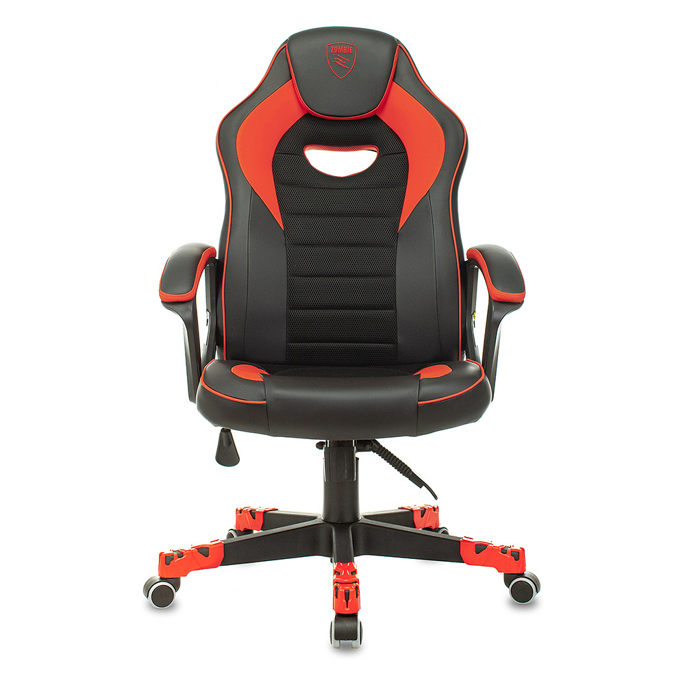 Кресло игровое "Zombie GAME 16", ткань, экокожа, пластик, черный, красный - 2