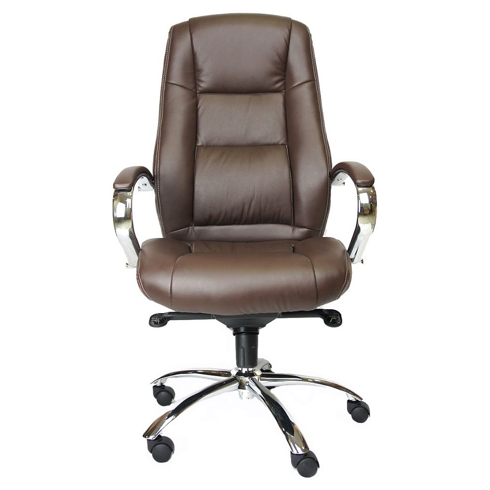Кресло для руководителя "Kron", экокожа, металл, коричневый - 3