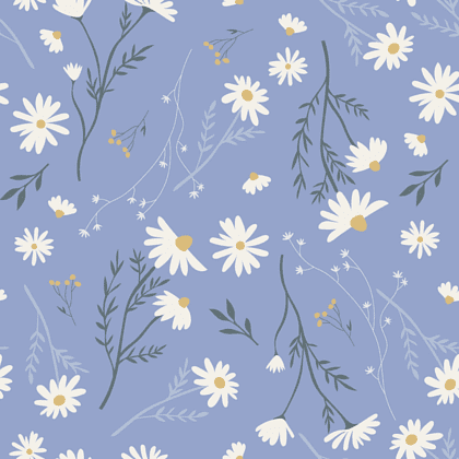 Бумага декоративная в рулоне "Fleurs. Ромашки", 1х0.7 м, голубой