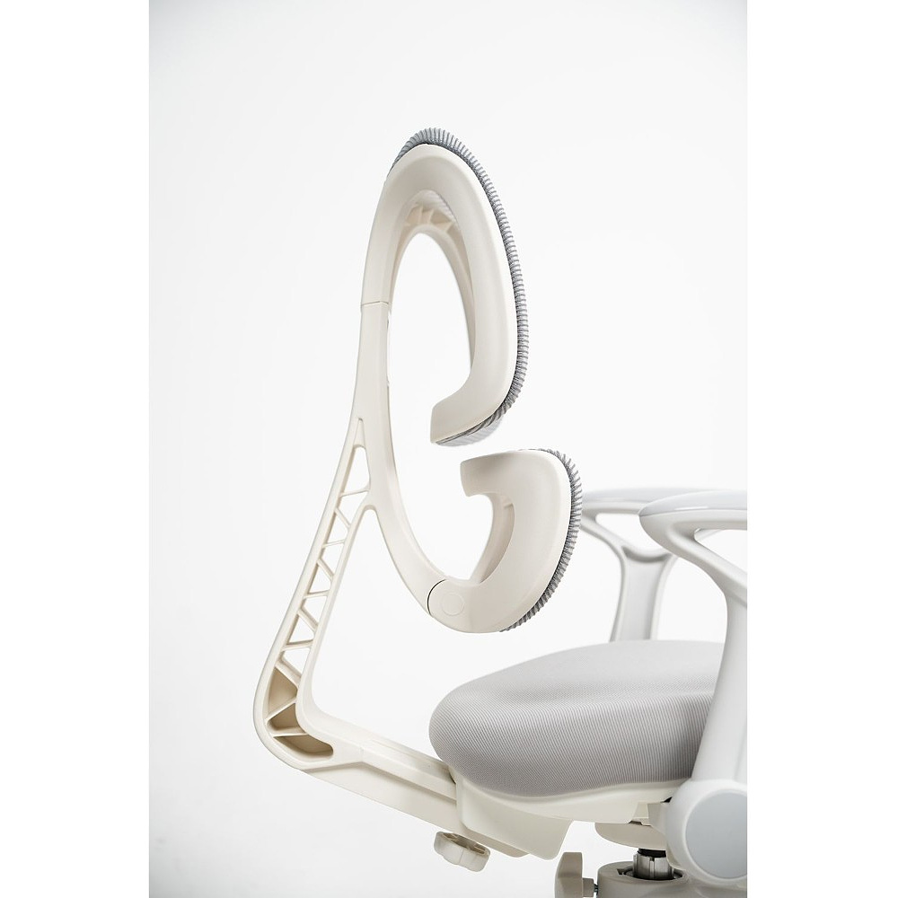 Кресло детское Ergosmart Antey, ткань, пластик, корпус белый, подставка для ног, с чехлом розовым, серый - 18