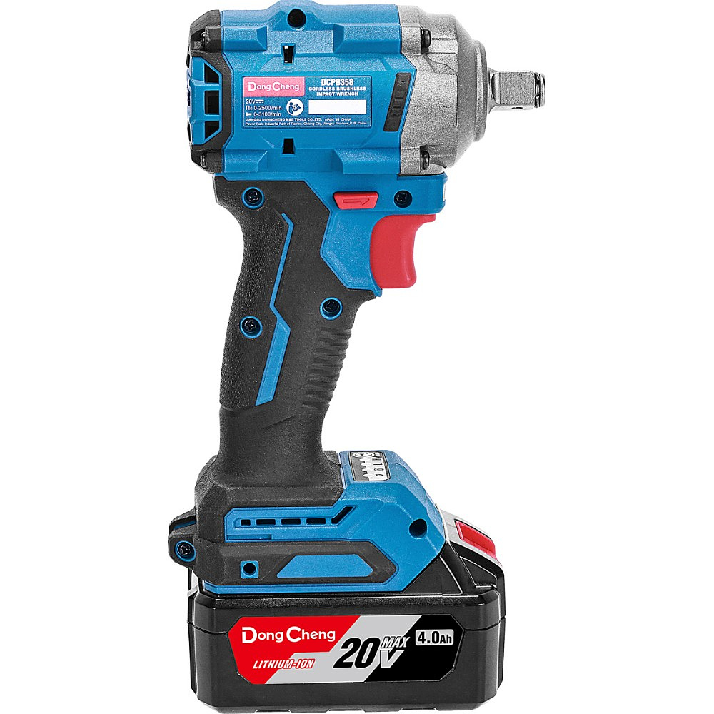 Набор аккумуляторного электроинструмента DongCheng DCKIT28 (TYPE EK), 20 В, 2 АКБ, 4 Ач, З/У 4 А (дрель-шуруповерт DCJZ2060i + гайковерт DCPB358) - 9