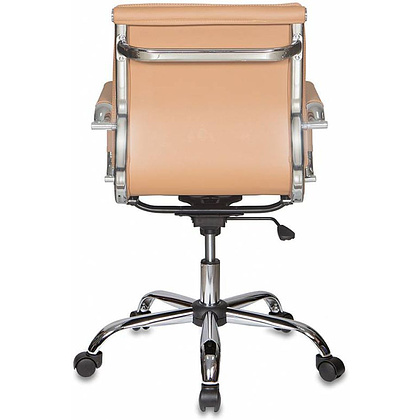 Кресло для руководителя "Бюрократ CH-993" низкая спинка, кожзам, хром, светло-коричневый - 4