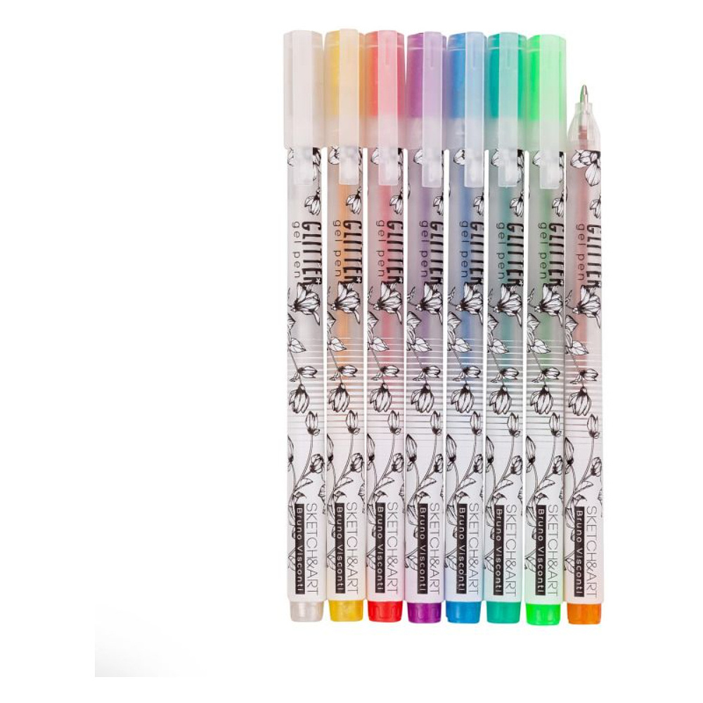 Набор гелевых ручек Sketch&Art "Uni Write. Glitter", 1 мм, блестки, 8 штук - 2