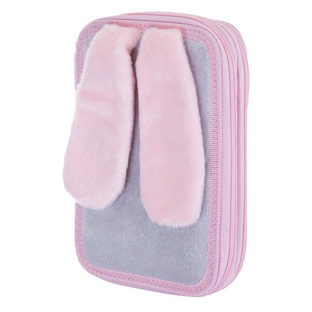 Пенал "Honeybunny", 2 отделения, серый, розовый