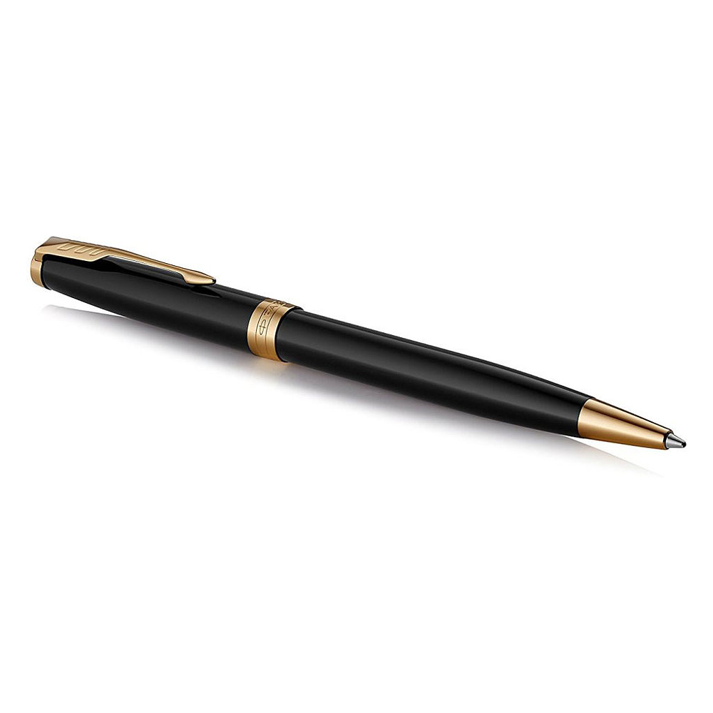 Ручка шариковая автоматическая Parker "Sonnet Lacquer Deep Black GT", 0.7 мм, черный, золотистый, стерж. черный - 2