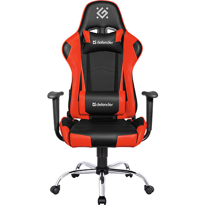 Кресло игровое Defender "Azgard", искусственная кожа, металл, черный, красный - 2