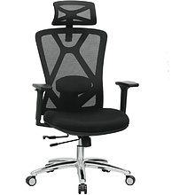 Кресло для руководителя EVOLUTION "EXO F1", ткань, сетка, алюминий, черный