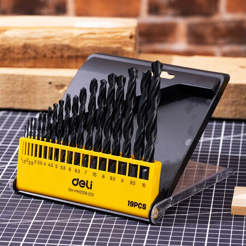 Набор сверл по металлу Deli "EDH-MHZ019-ED1", 19 шт, черный - 6