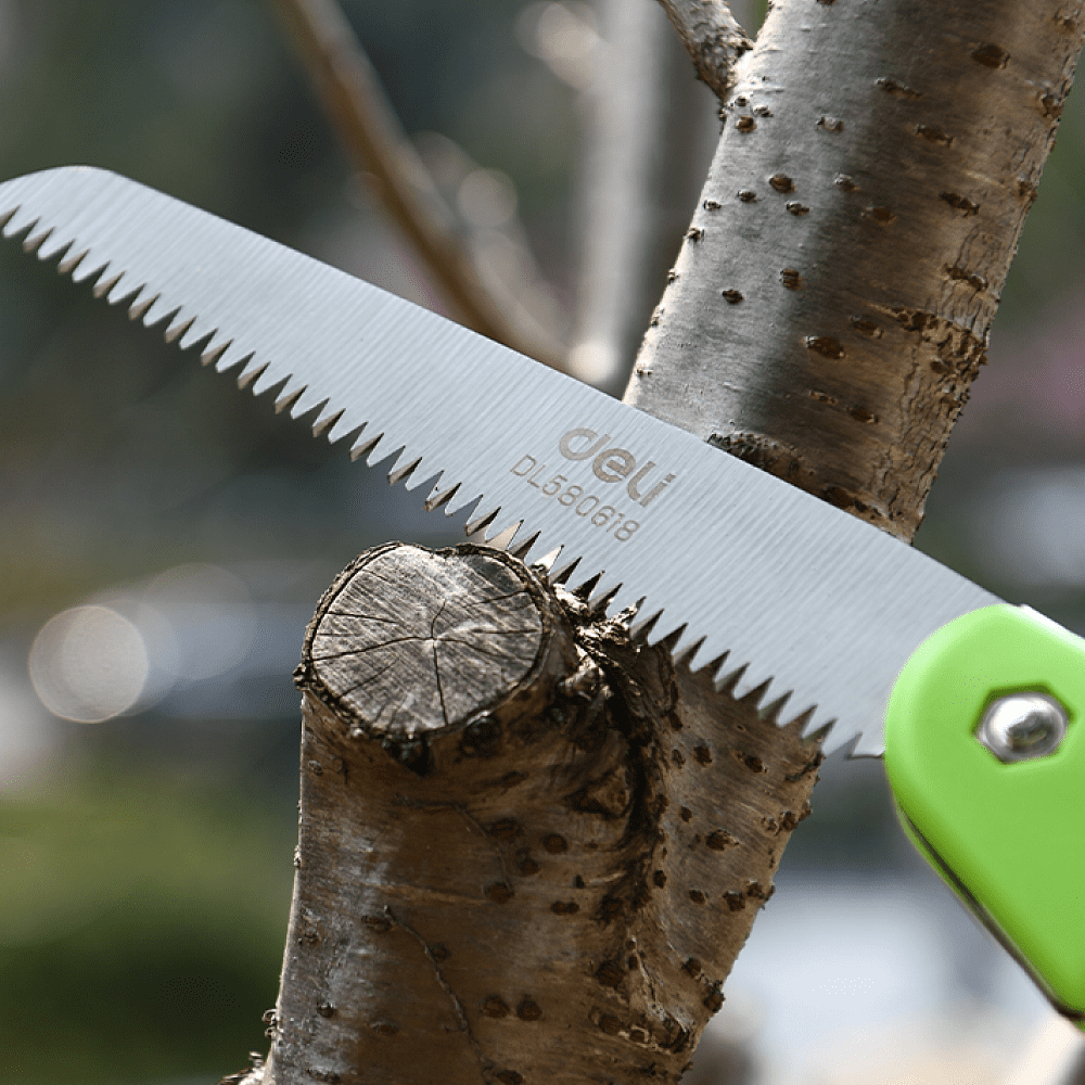 Ножовка по дереву Deli EDL580618, 180 мм, складная, зеленый, черный - 4