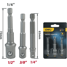 Набор адаптеров шестигранников Deli YS EDL110002, 1/4 на квадрат 1/4'', 3/8'', 1/2"
