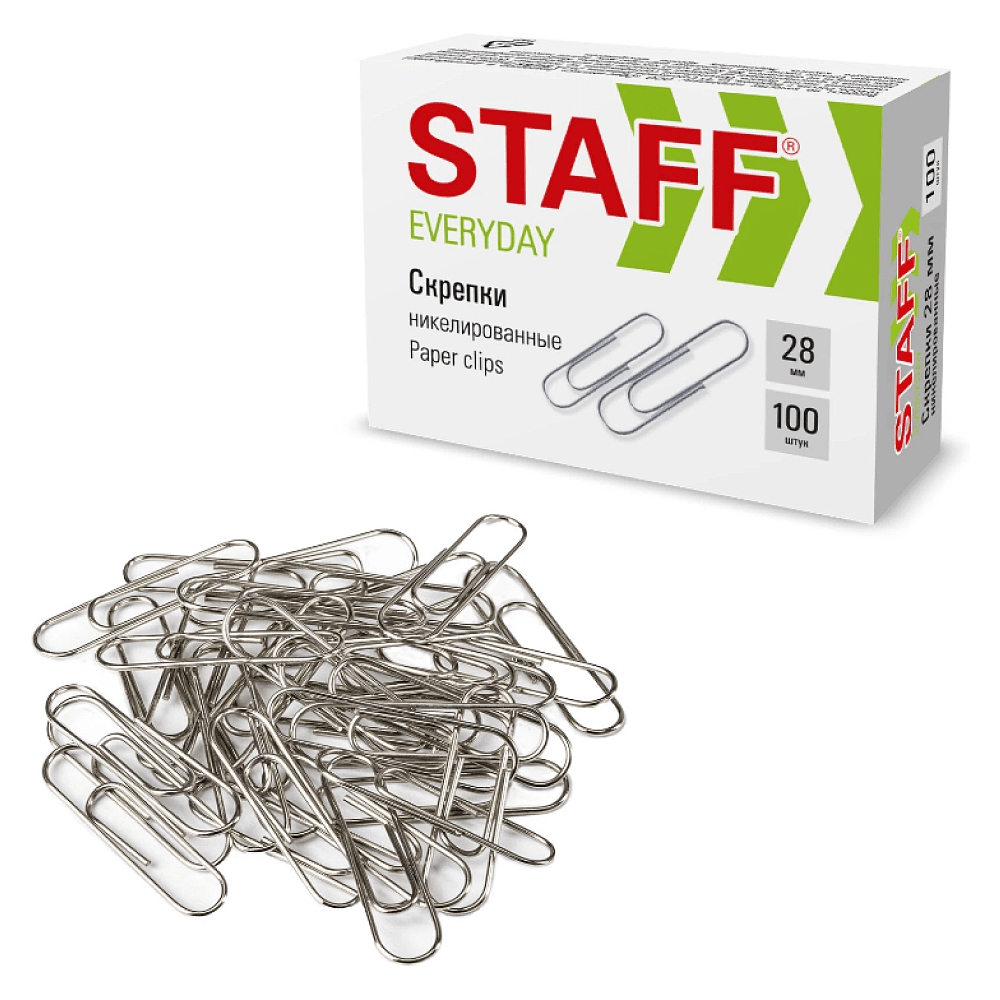 Скрепки "Staff", 28 мм, 100 шт, серебристый - 2