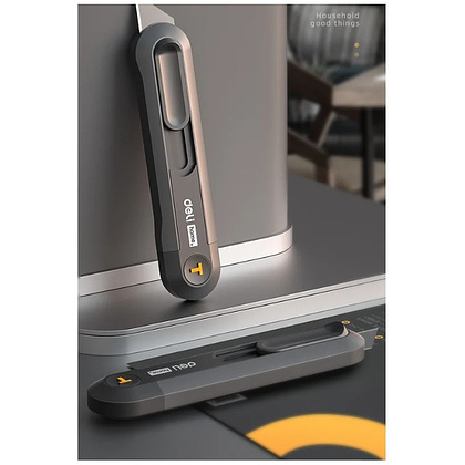 Нож строительный Deli HS EHT4008, 135x30 мм, трапеция, Soft Touch, черный - 2