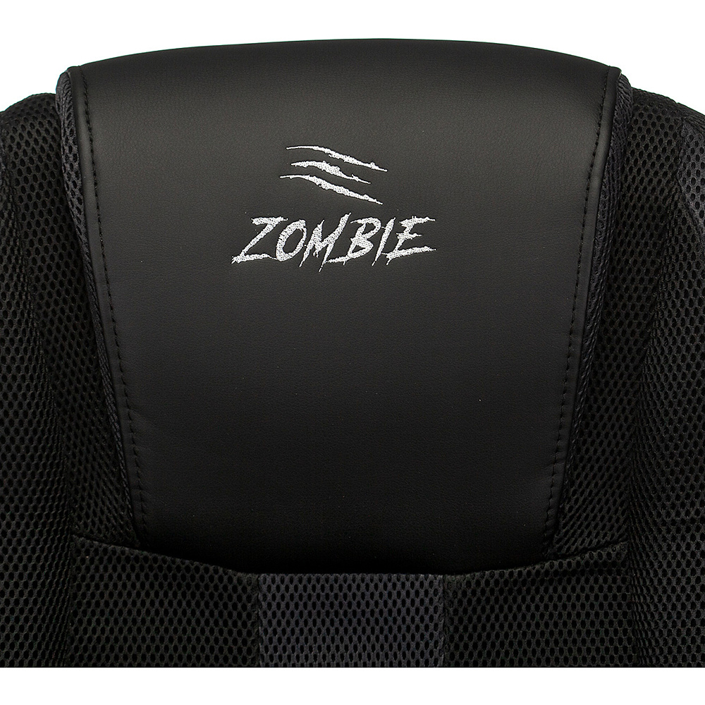Кресло игровое "Бюрократ Zombie 9", текстиль, экокожа, пластик, черный,серый  - 7