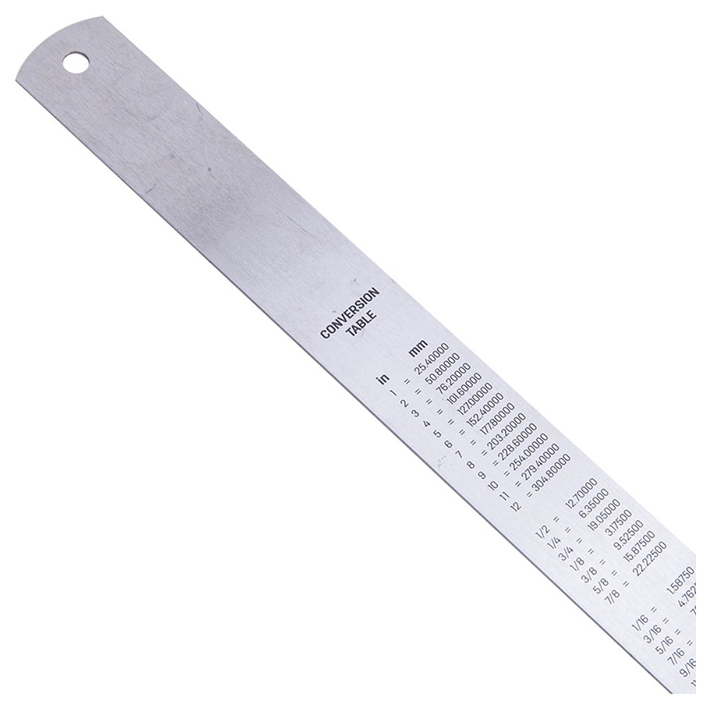 Линейка металлическая измерительная Deli "8050", 50 см, серебристый - 2