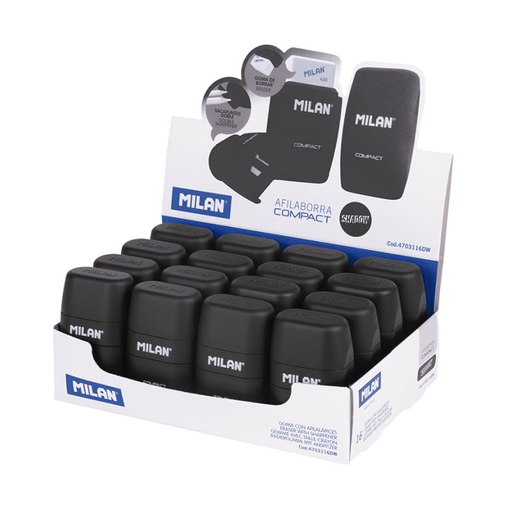 Точилка на 2 отверстия "Compact", с ластиком, черный