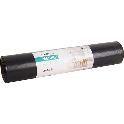 Мешки для мусора ПВД "Cleanton", 45 мкм, 240 л, 5 шт/рулон