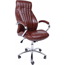 Кресло для руководителя AksHome "Mastif", экокожа, хром, темно-коричневый