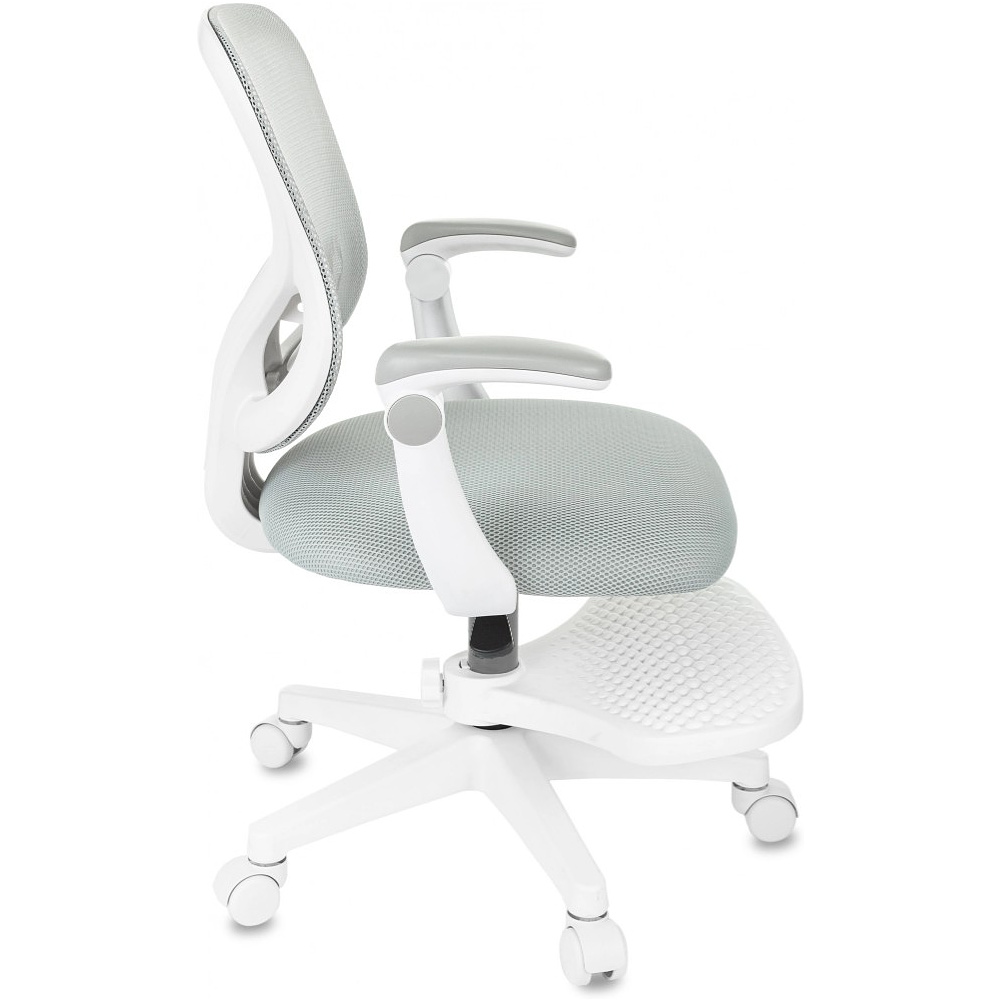 Кресло детское Бюрократ Burokids 3, сетка, ткань, пластик, корпус белый, подставка для ног, серый - 9