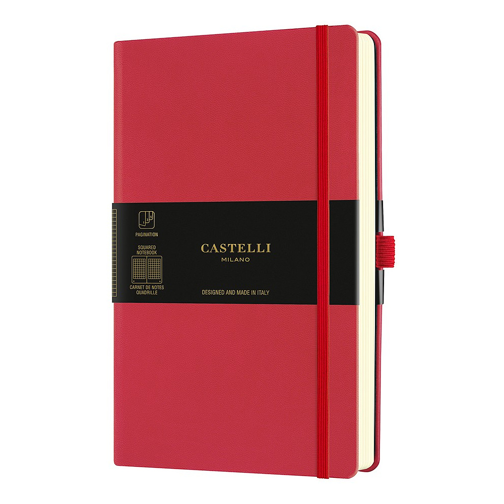 Блокнот Castelli Milano "Aqua Coral Red", А5, 120 листов, клетка, красный