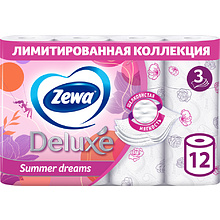 Бумага туалетная "Zewa Deluxe", 3 слоя, 12 рулонов