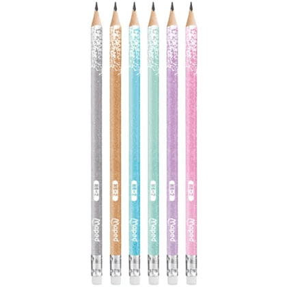 Карандаш простой "Black Peps Glitter Deco", HB, с ластиком, ассорти