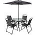 Комплект мебели садовой AksHome PICNIC (стол 1шт, 4 кресла, зонт 1шт), серый, черный