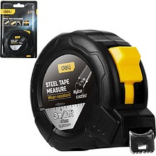Рулетка Deli YS EDL9003PY, 3 м х 16 мм, нейлоновое покрытие, черный