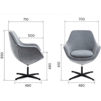 Кресло мягкое EVERPROF Rocky, ткань, оранжевый, металл - 5