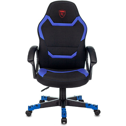 Кресло игровое Бюрократ "Zombie 10", ткань, экокожа, пластик, черный, синий - 2