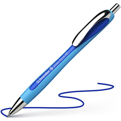 Ручка шариковая автоматическая "Schneider Slider Rave XB", голубой, синий, стерж. синий - 2