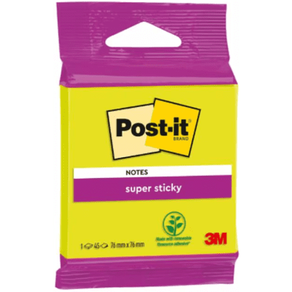 Бумага для заметок "Post-it SuperSticky", 76х76 мм, 45 листов, ассорти - 3