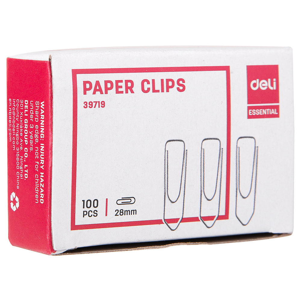 Скрепки "Deli", 28 мм, 100 шт, серебристый - 3