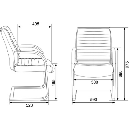 Кресло на полозьях Бюрократ "T-8010N-LOW-V", экокожа, металл, слоновая кость - 6