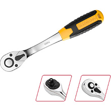 Ключ-трещотка Deli RS EDL2324 1/4", 150 мм, 72 зуба, черный, желтый