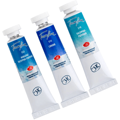 Краски акварельные "Белые ночи вода", 3 цвета, тубы - 3