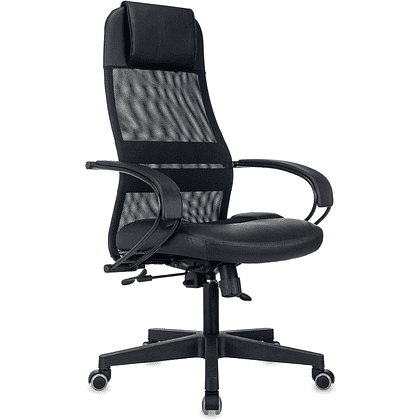 Компьютерное кресло "Бюрократ CH-NOVA LUX", сетка, экокожа, пластик, черный