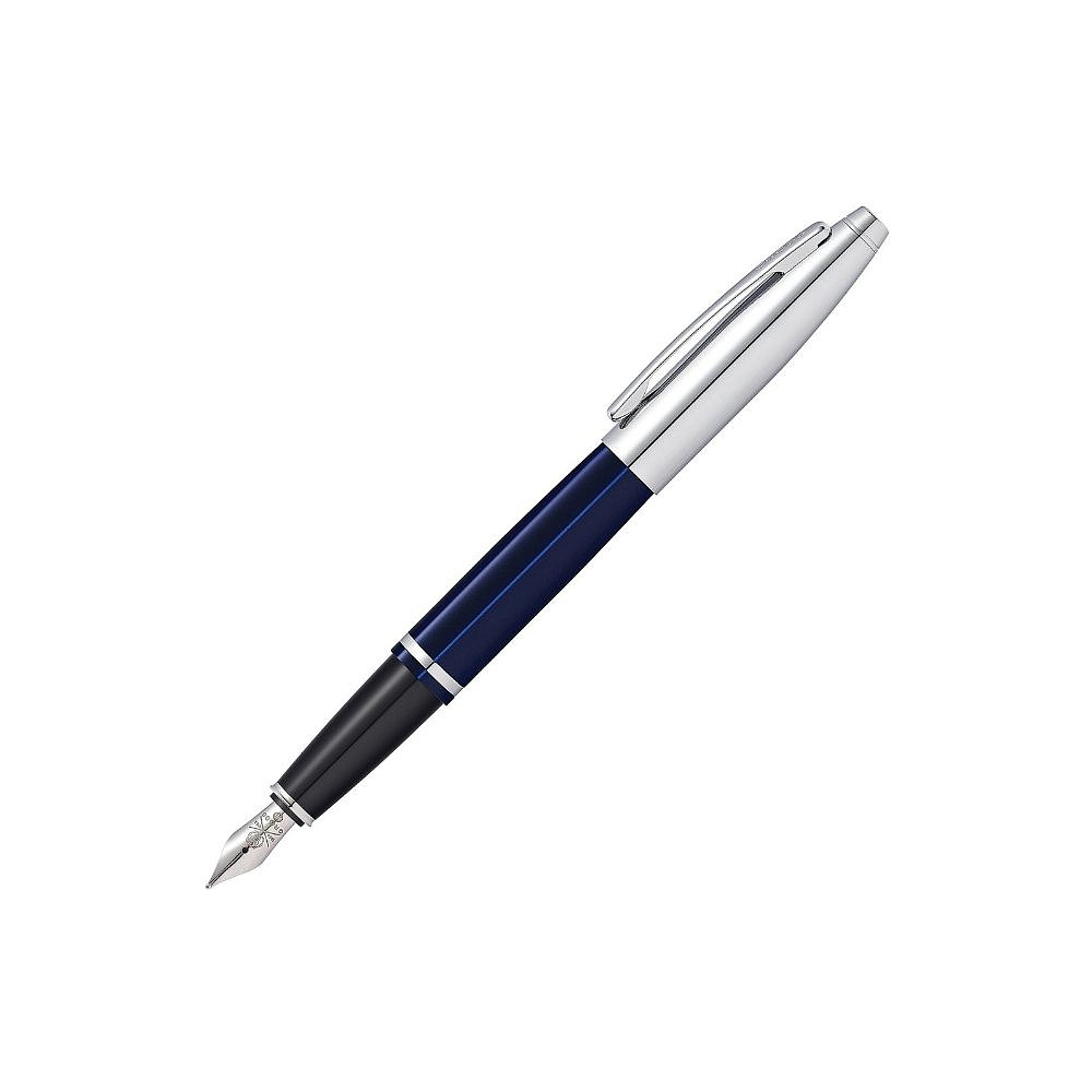 Ручка перьевая "Cross Calais Chrome/Blue", M, синий, серебристый, патрон черный