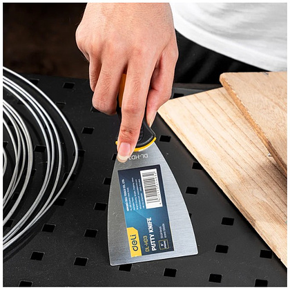 Шпатель нержавеющий Deli YS EDL-HD3, 75 мм, ручка 2K, черный, желтый - 5