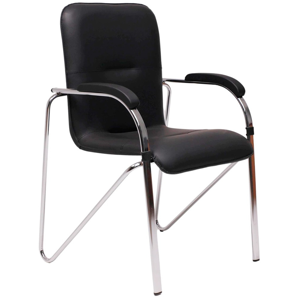 Стул для посетителей EVERPROF "Samba Chrome", хром, кожзам, черный 