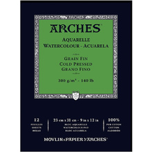 Блок-склейка бумаги для акварели "Arches", 23x31 см, 300 г/м2, 12 листов