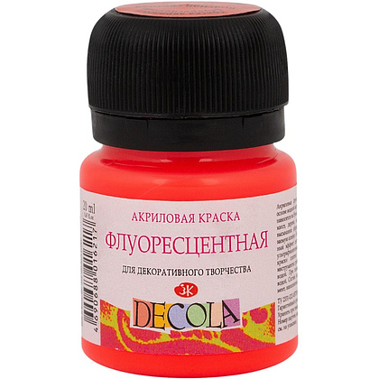 Краска акриловая неон "Декола", 336 красная светлая, 20 мл., банка