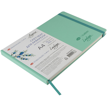 Скетчбук для акварели "Ладога", А4, 100% хлопок, 300 г/м2, 20 листов, мятный - 2