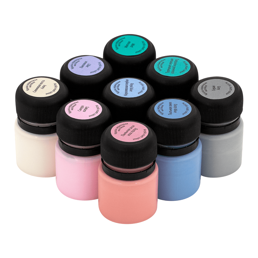 Краска акриловая матовая "Декола романтик", набор 9 цветов, 20 мл, банки - 5