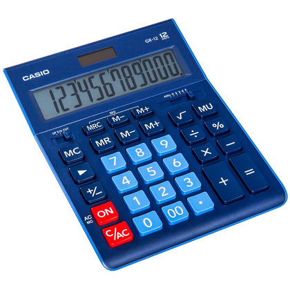 Калькулятор настольный Casio "GR-12", 12-разрядный, синий
