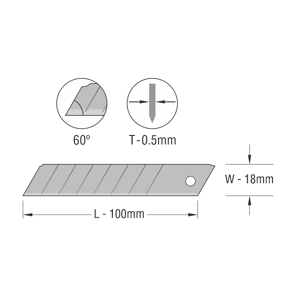 Лезвия для большого ножа "Kangaro Miles", 18 мм, 10 штук - 10