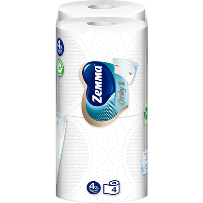 Бумага туалетная Zemma Only1, 4 рулона, 4 слоя, белый - 5