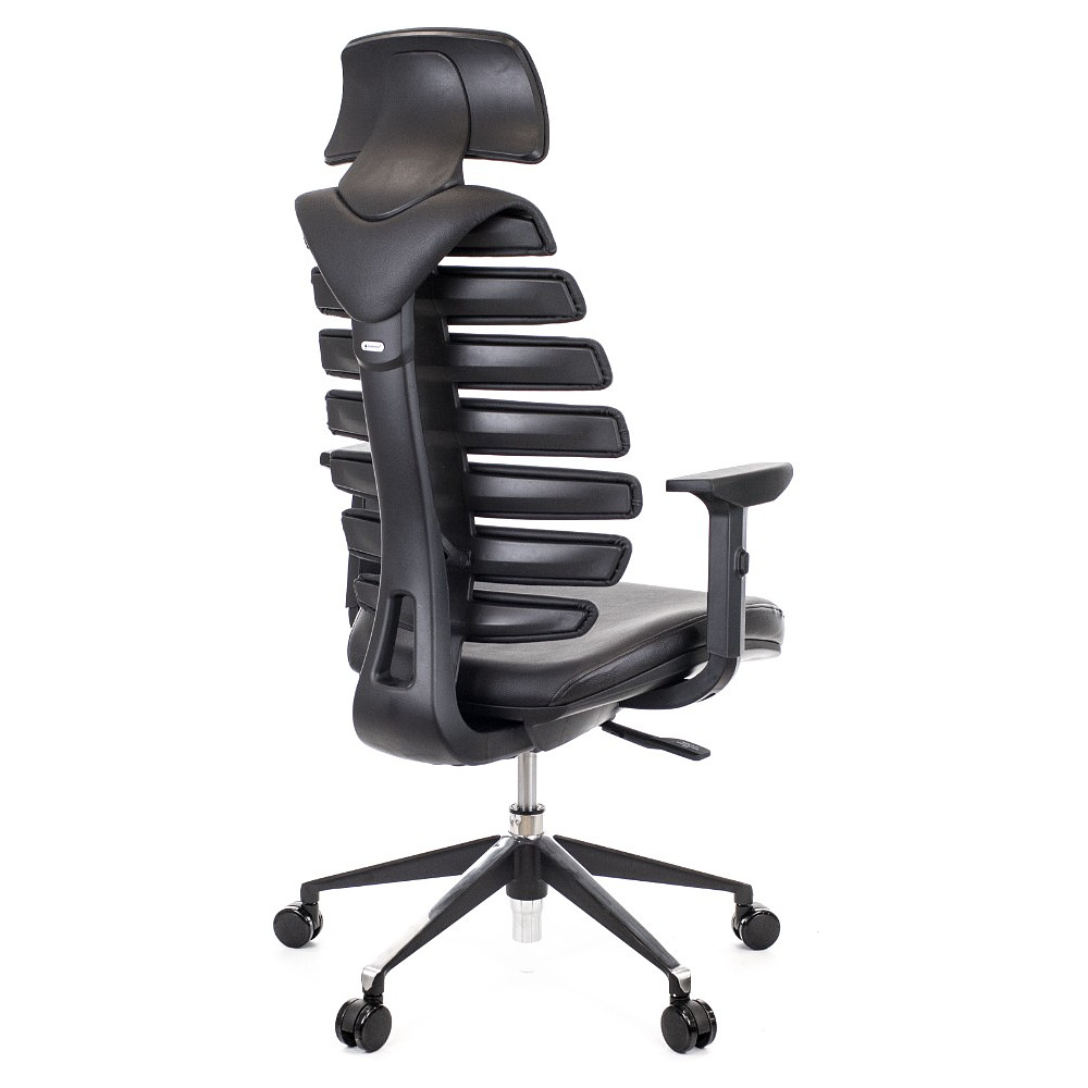 Кресло для руководителя EVERPROF "Ergo", кожа, алюминий, черный - 3
