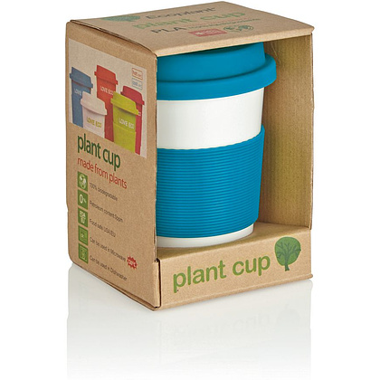 Стакан биоразлагаемый "P432.88", 350 мл, белый, синий - 3