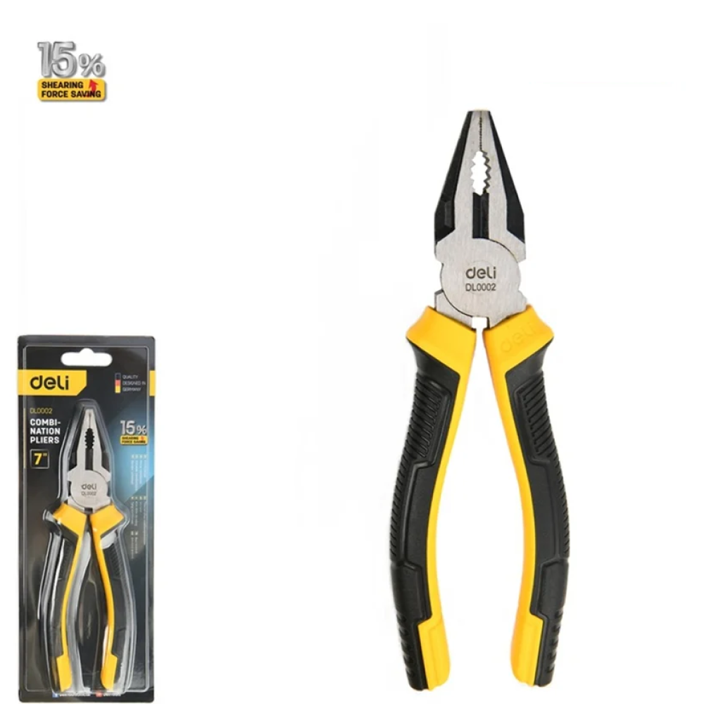 Плоскогубцы Deli YS EDL0002, 180 мм, 2-х компонентные рукоятки